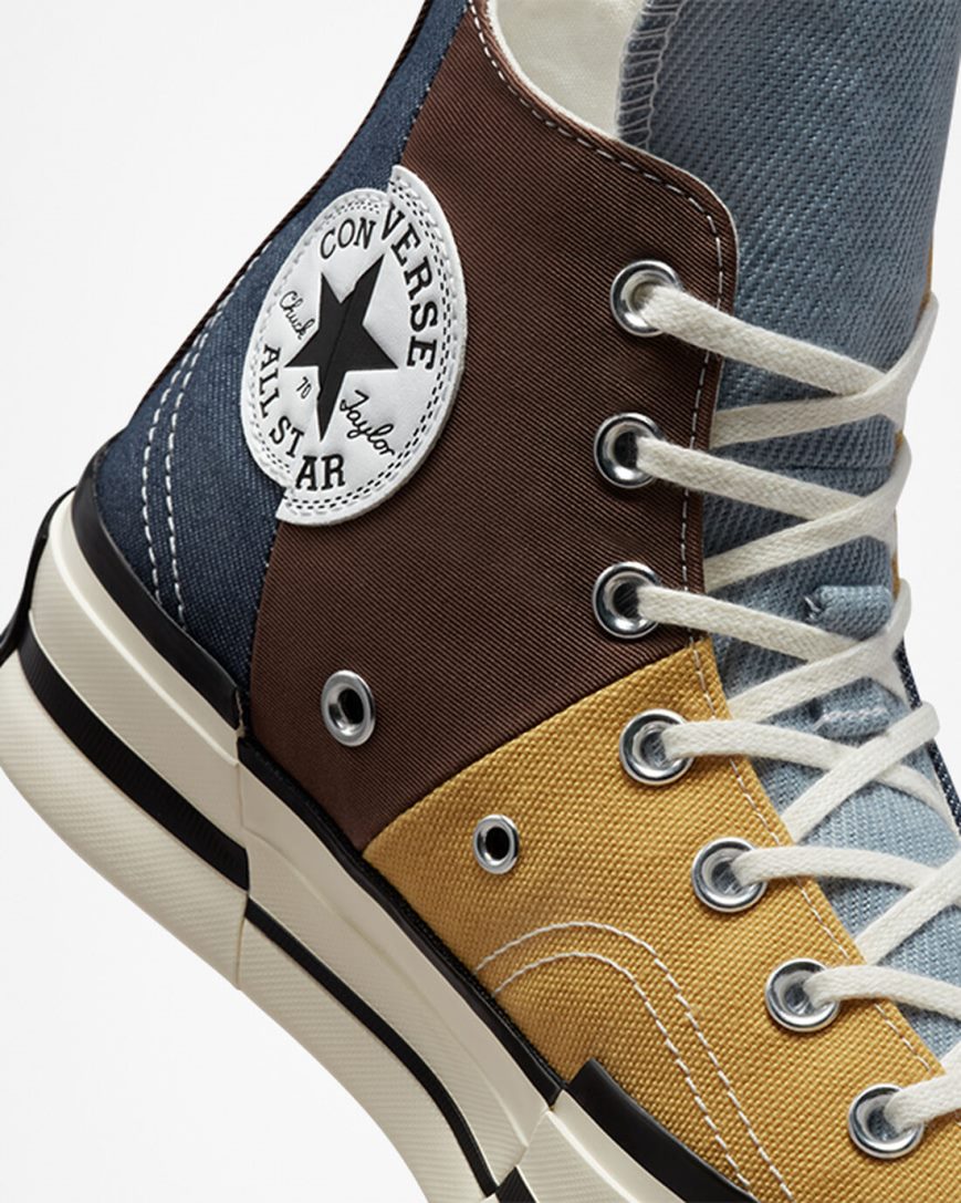 Dámské Boty Vysoké Converse Chuck 70 Plus Materiál Mashup Hnědé Tmavě Blankyt | CZ RUHY32